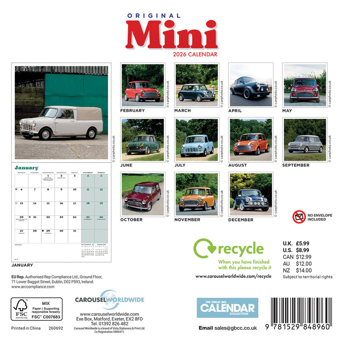 Mini Original 2026 Mini Wall Calendar