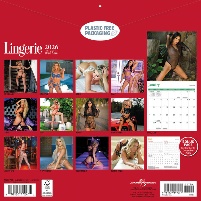 Lingerie 2026 Square Wall Calendar