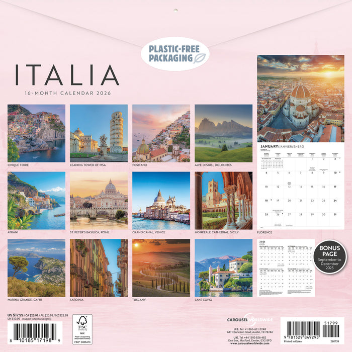 Italia 2026 Square Wall Calendar