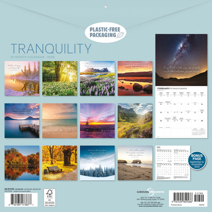 Tranquillity 2026 Square Wall Calendar