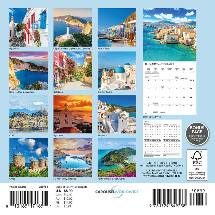 Greek Isles 2026 Mini Wall Calendar
