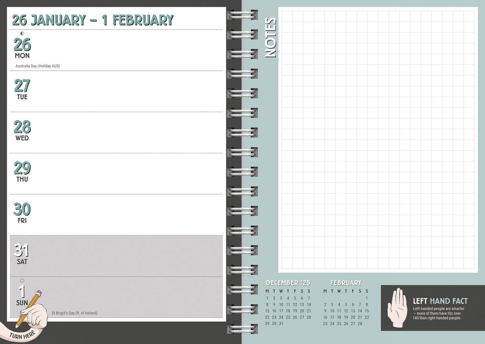 Left Handed 2026 Weekly Diary