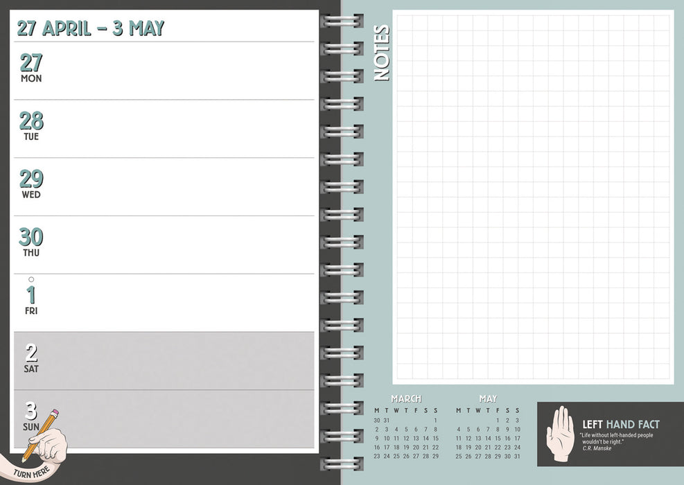 Left Handed 2026 Weekly Diary