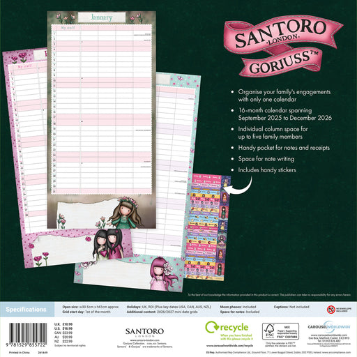 Gorjuss 2026 Square Wall Calendar