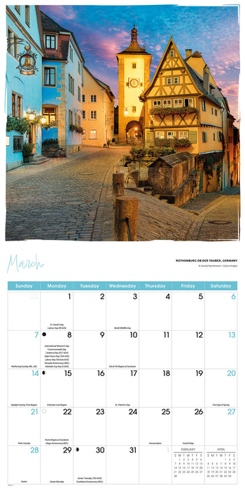Romantic Europe 2027 Square Wall Calendar