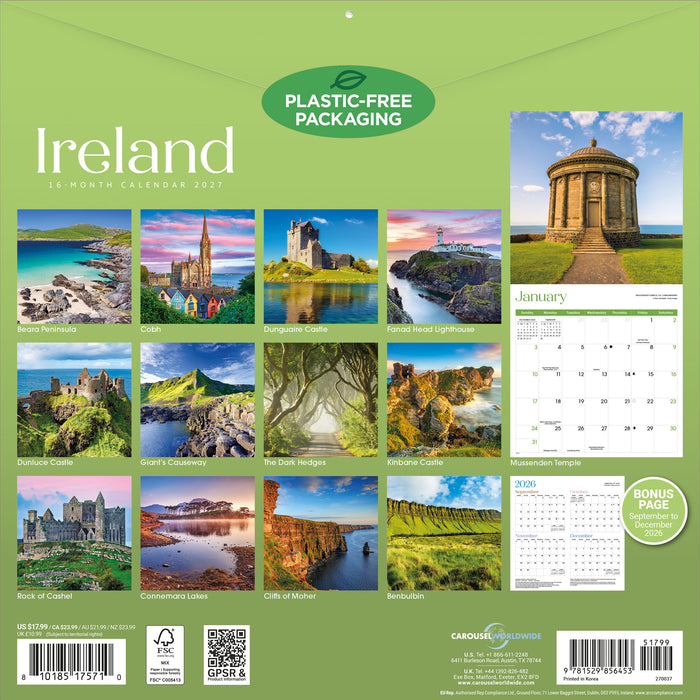 Ireland 2027 Square Wall Calendar
