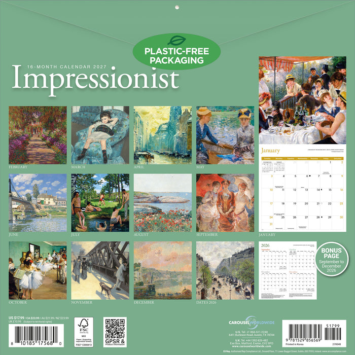 Impressionist 2027 Square Wall Calendar