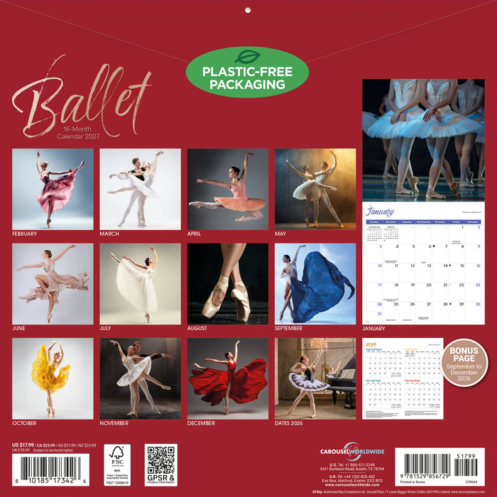 Ballet 2027 Square Wall Calendar