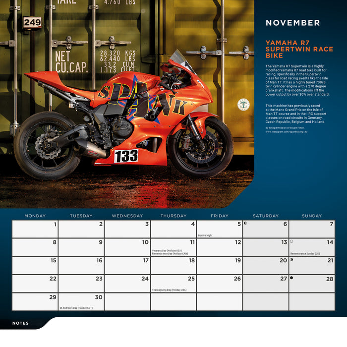 Superbikes Wiro 2027 Square Wall Calendar