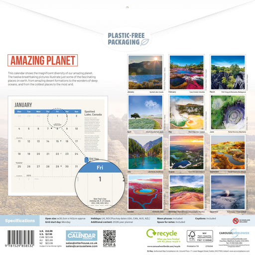 Amazing Planet 2027 Square Wall Calendar