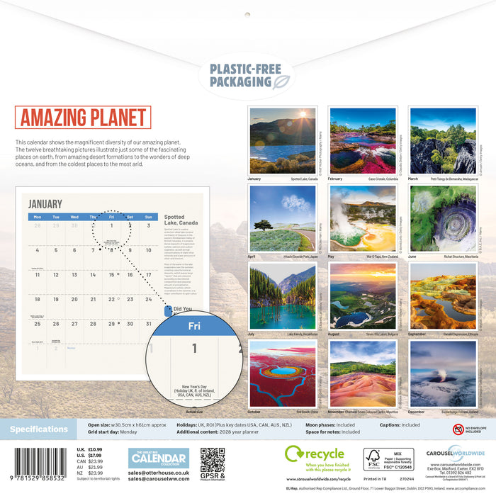 Amazing Planet 2027 Square Wall Calendar