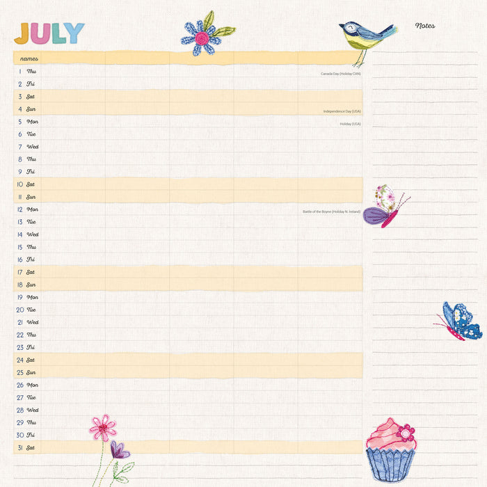 Mums Fabric Household 2027 Square Wall Calendar