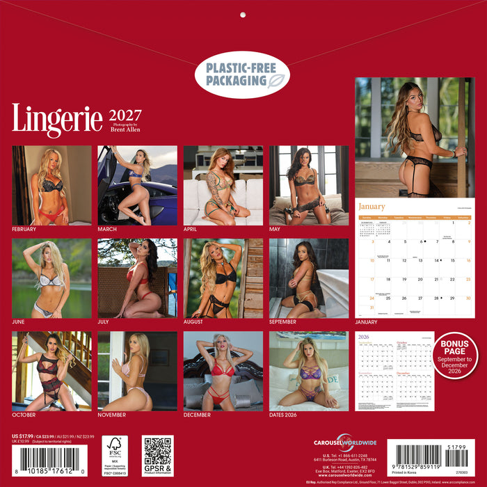 Lingerie 2027 Square Wall Calendar