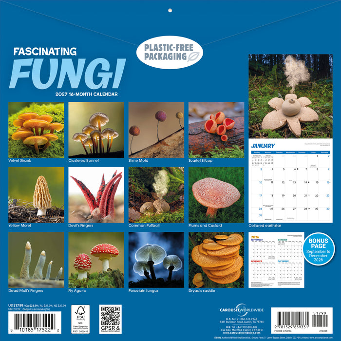 Fascinating Fungi 2027 Square Wall Calendar