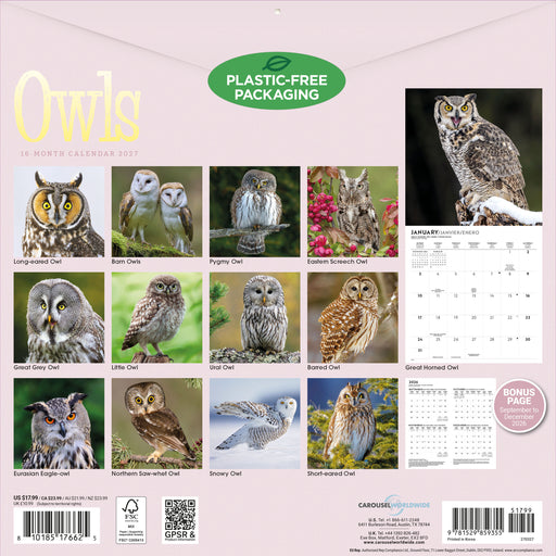 Owls 2027 Square Wall Calendar