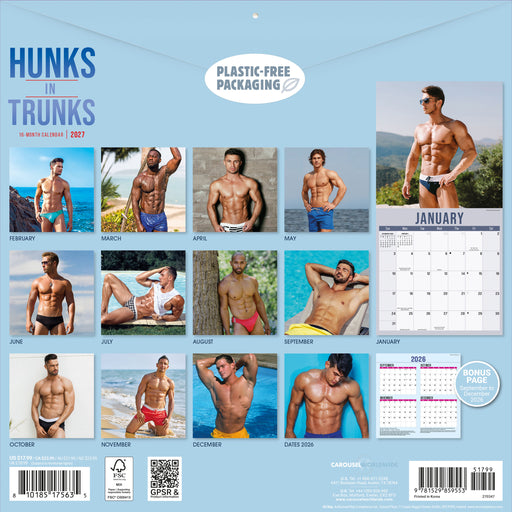 Hunks in Trunks 2027 Square Wall Calendar