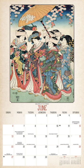 Japanese Woodblocks 2027 Square Wall Calendar
