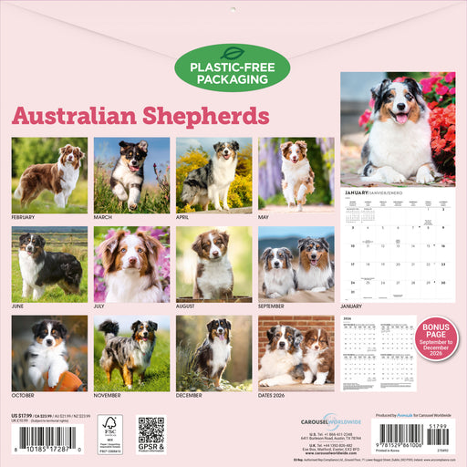 Australian Shepherds 2027 Square Wall Calendar