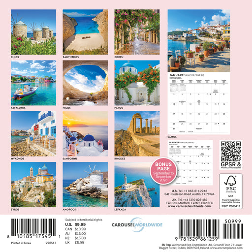 Greek Isles 2027 Mini Wall Calendar
