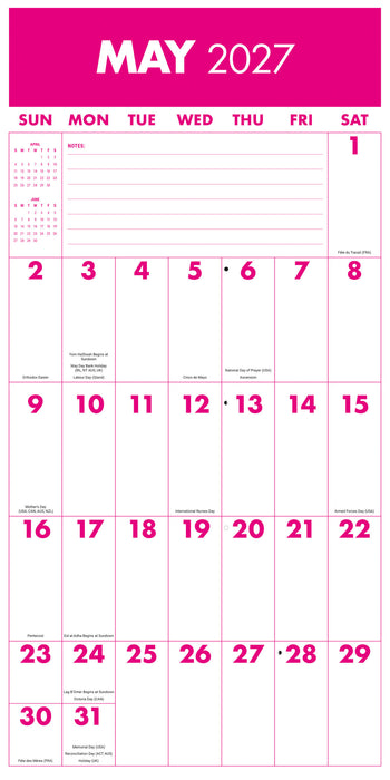 Mega Grid 2027 Square Wall Calendar