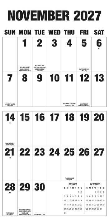 Big Letters Big Numbers 2027 Square Wall Calendar