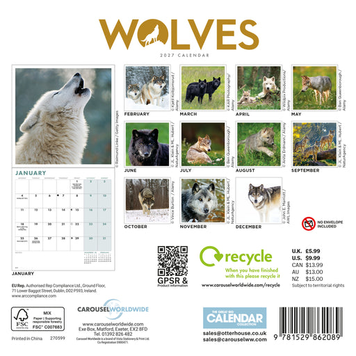 Wolves 2027 Mini Wall Calendar