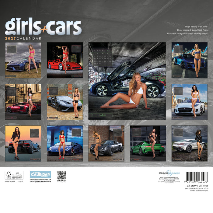 Girls & Cars Wiro 2027 Square Wall Calendar