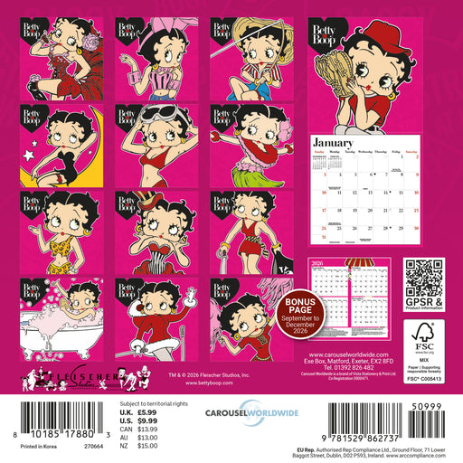 Betty Boop 2027 Mini Wall Calendar