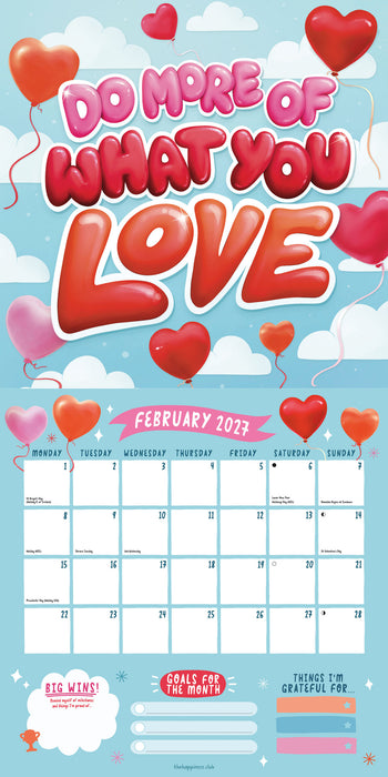 Happiness Club 2027 Square Wall Calendar
