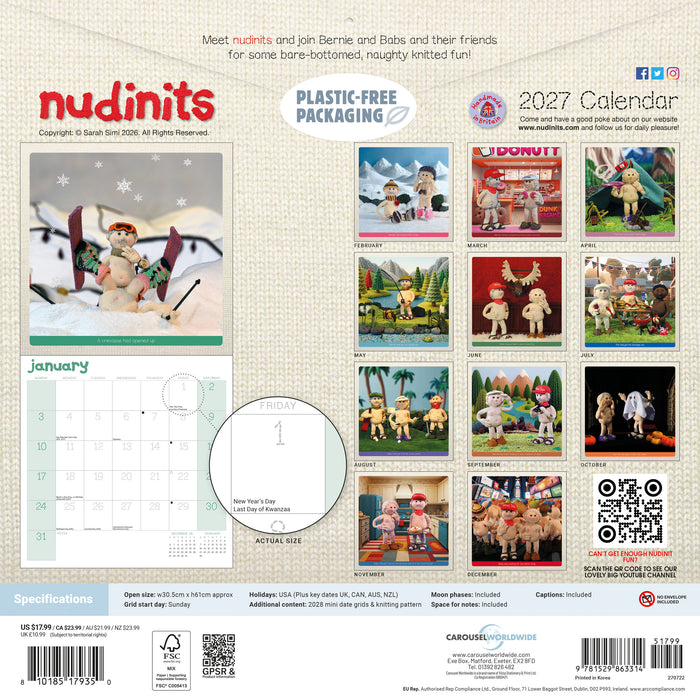 Nudinits 2027 Square Wall Calendar