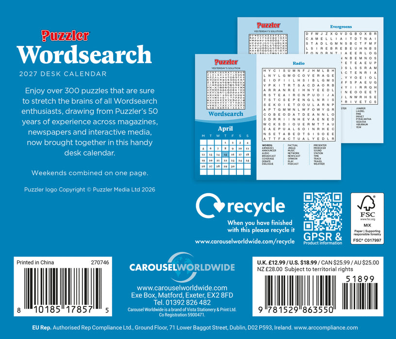 Word Search Puzzler 2027 Page-A-Day Calendar