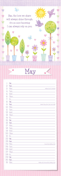 To My Nan 2027 Slimline Wall Calendar