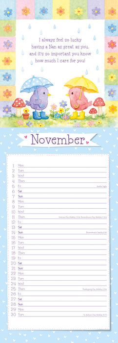 To My Nan 2027 Slimline Wall Calendar