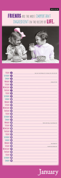 Milk Friendship 2027 Slimline Wall Calendar