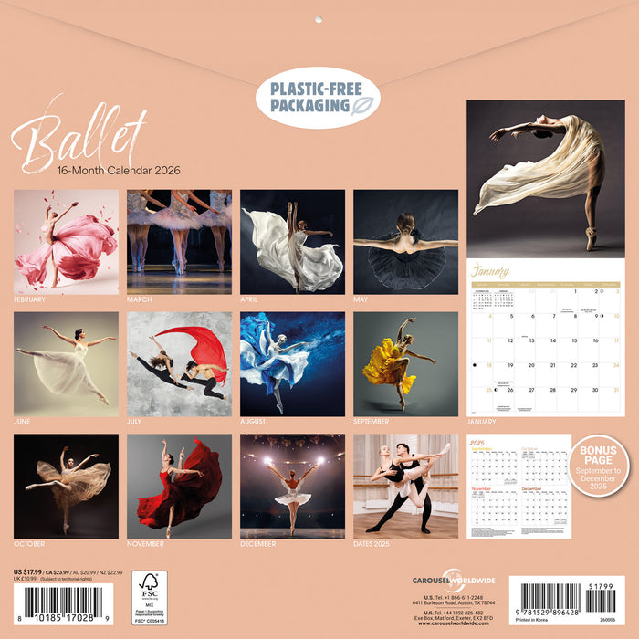 Ballet 2026 Square Wall Calendar