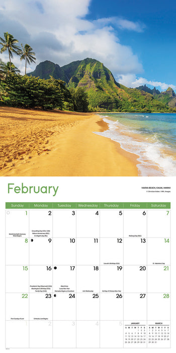 Beaches 2026 Square Wall Calendar