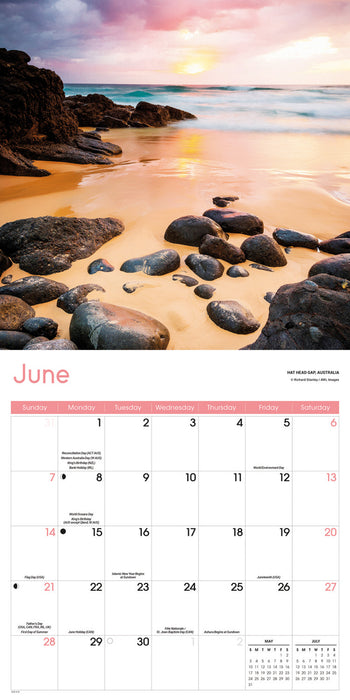 Beaches 2026 Square Wall Calendar
