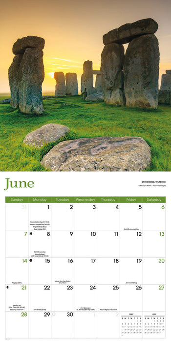 England 2026 Square Wall Calendar