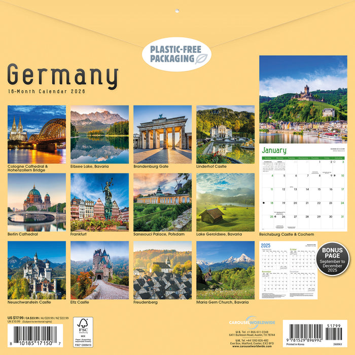 Germany 2026 Square Wall Calendar