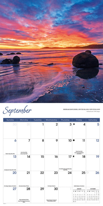 Sunrise Sunset 2026 Square Wall Calendar