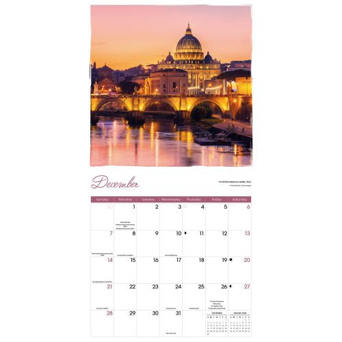 2025 Romantic Europe Wall Calendar