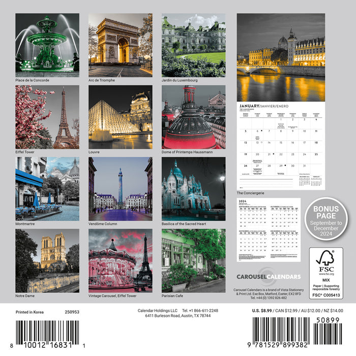 2025 Paris Lux Mini Wall Calendar