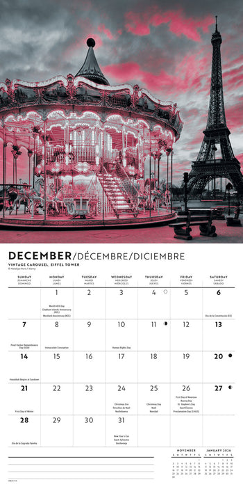2025 Paris Lux Mini Wall Calendar