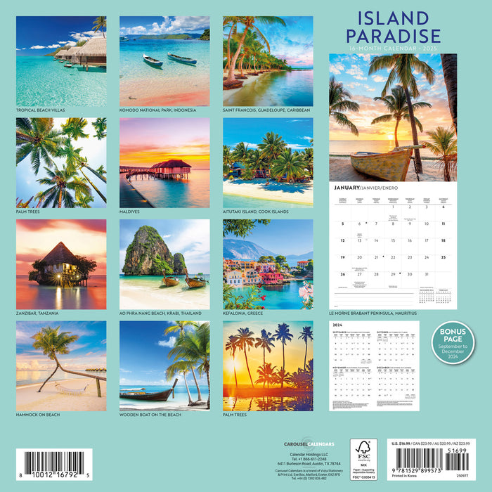 2025 Island Paradise Wall Calendar