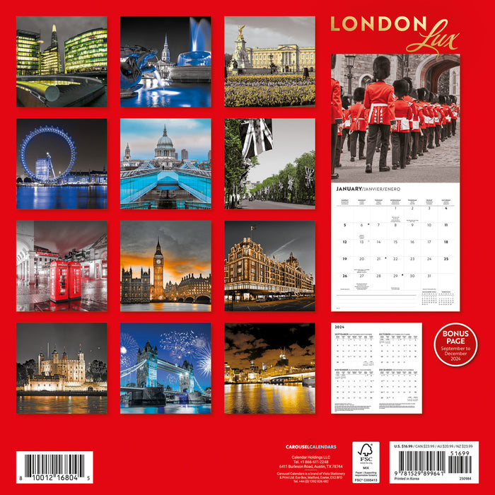 2025 London Lux Wall Calendar