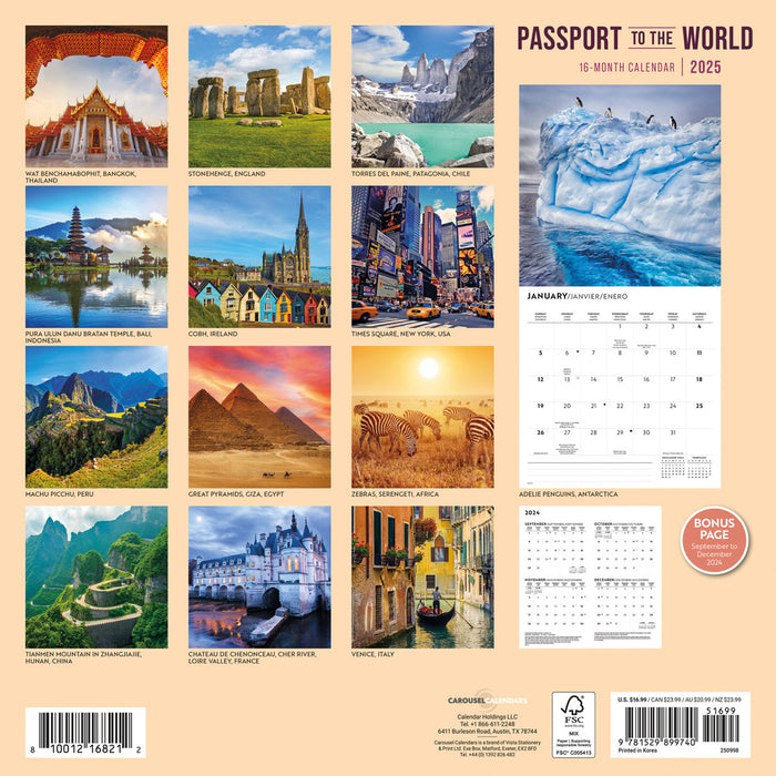 2025 Passports to the World Wall Calendar
