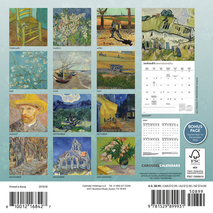 2025 Van Gogh Mini Wall Calendar
