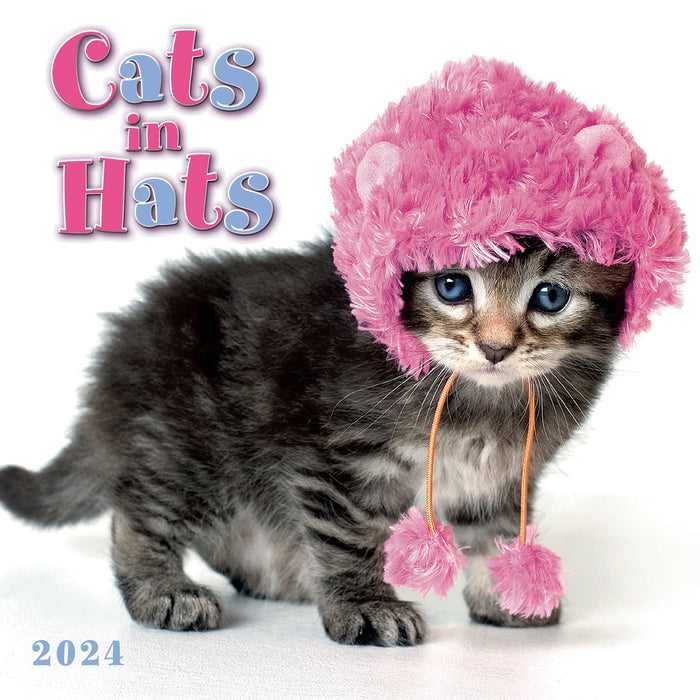 2024 Cats in Hats Mini Wall Calendar