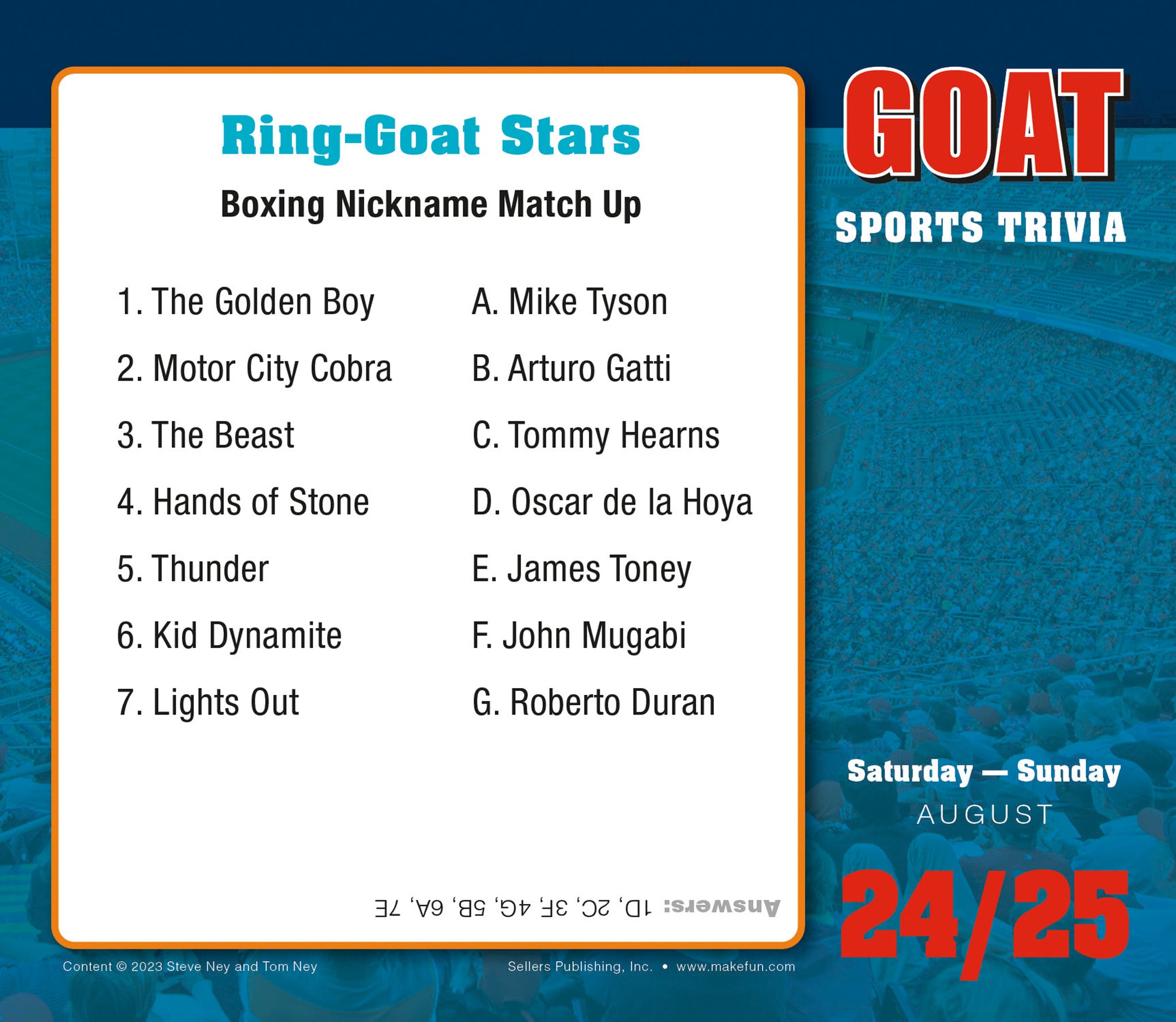 2024 GOAT Sports Trivia PageADay — Calendar Club