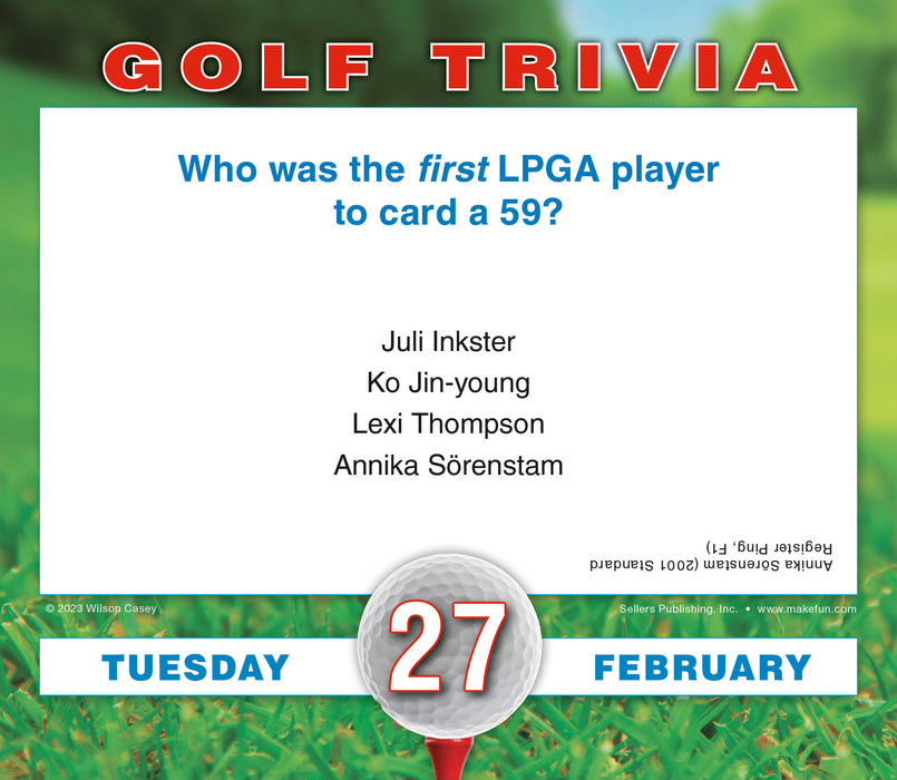 2024 Golf Trivia Challenge Page-A-Day